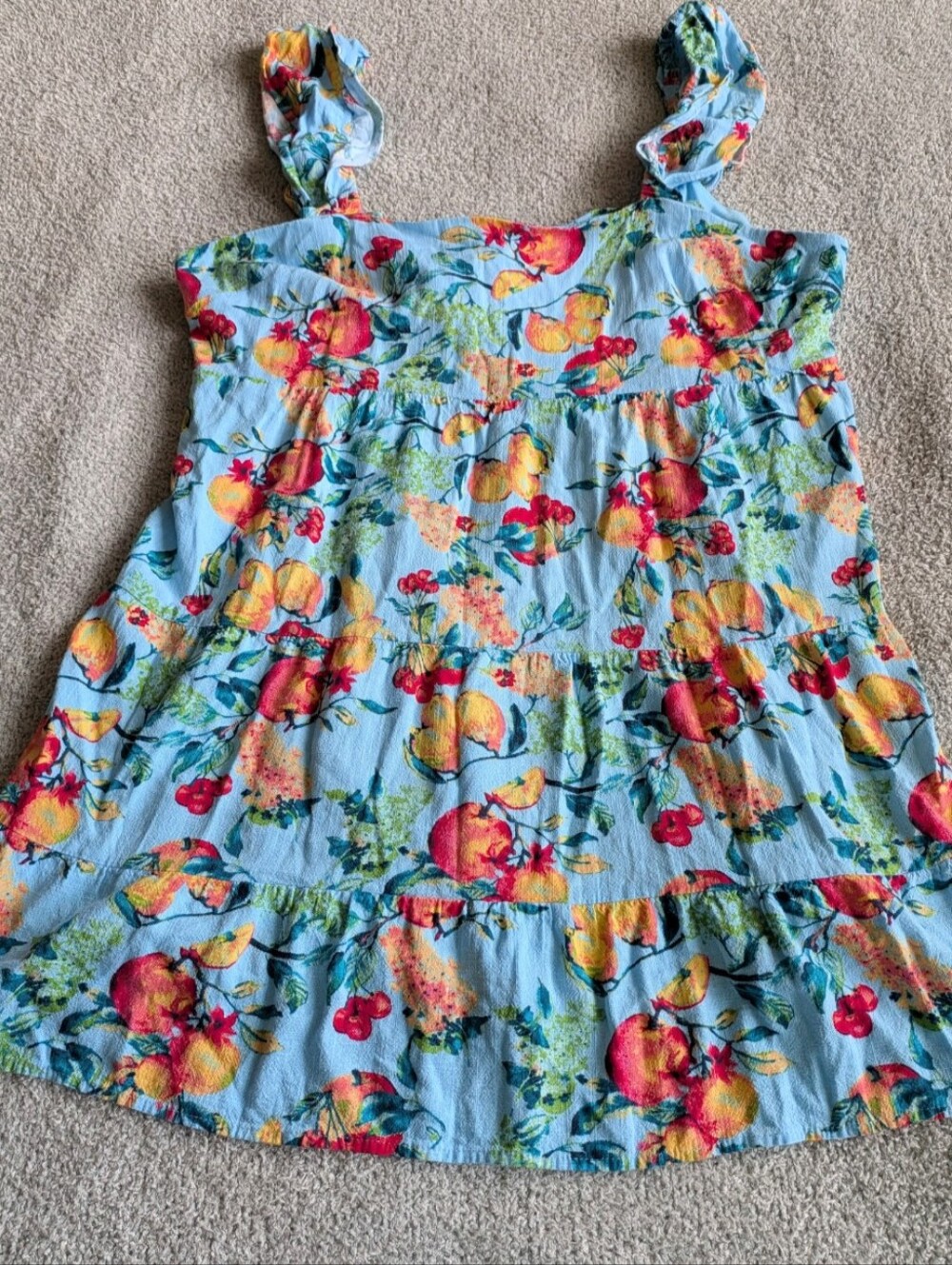 🌼B2G1🌼 LC Lauren Conrad Light Blue Fruit Print Square-Neck Mini Dress - Picture 3 of 8